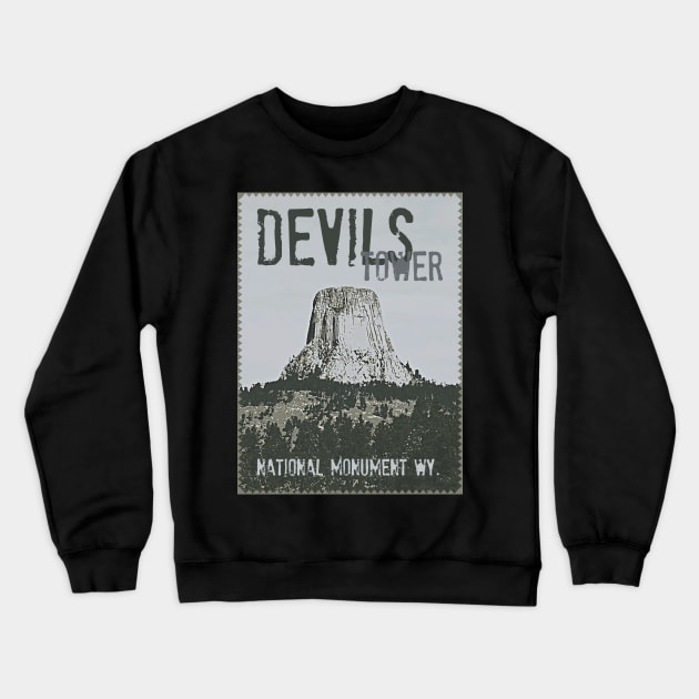 Devil's Tower Stamp Crewneck Sweatshirt by Northofthepines